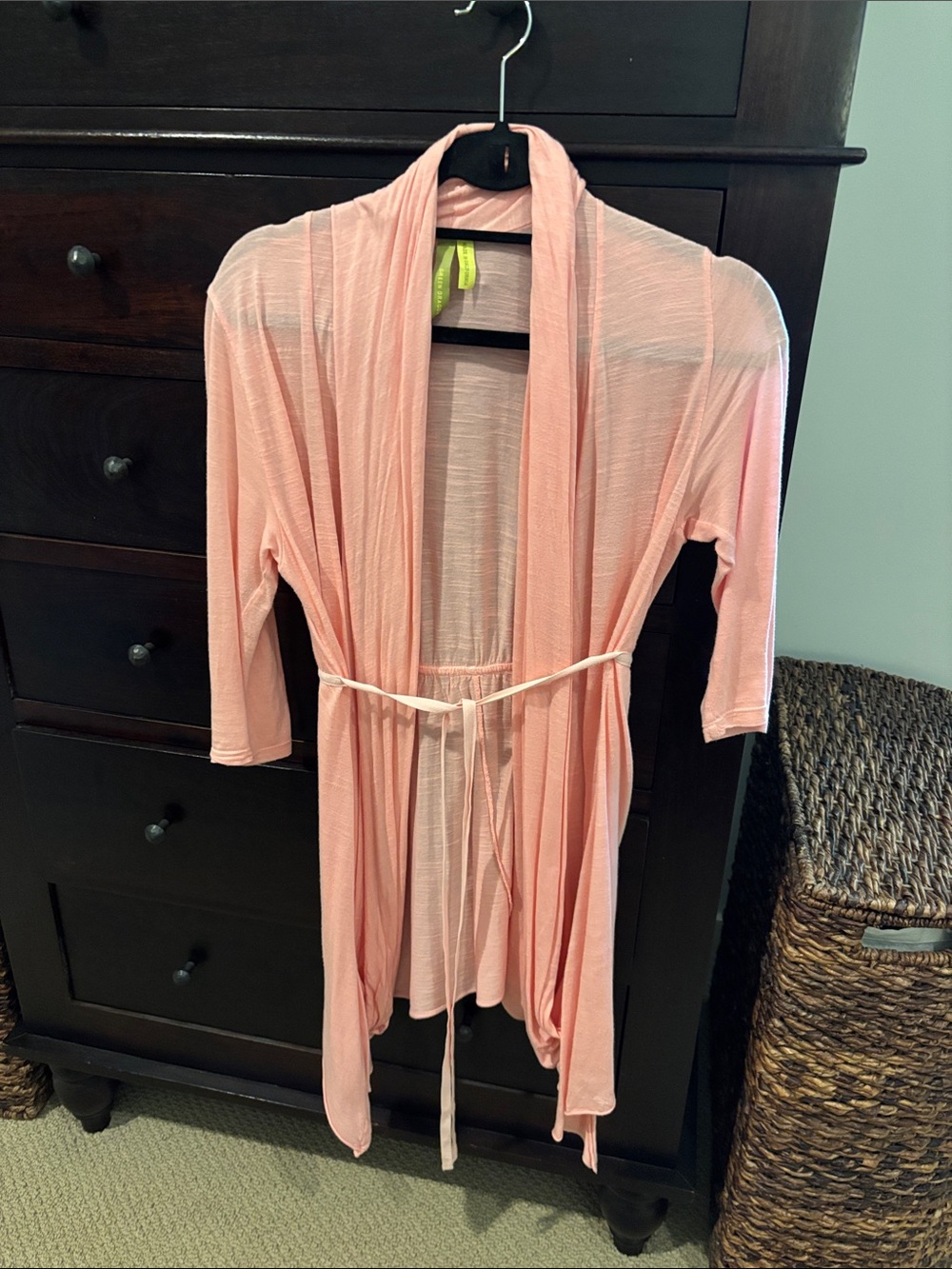 Light Pink Women's Draped Cardigan with Waist Tie size small